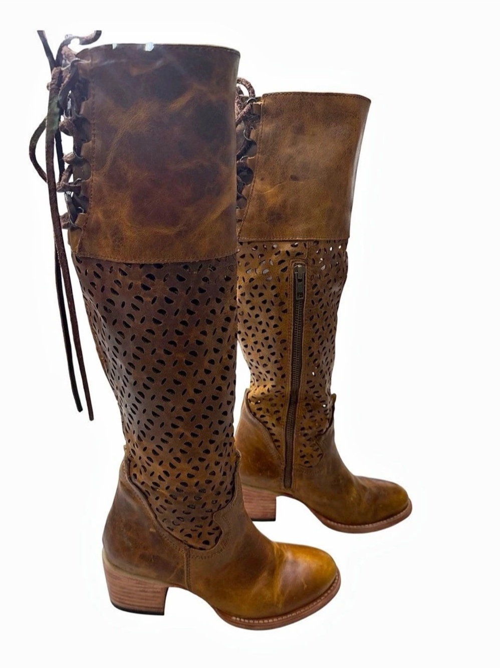 Freebird by Steven Creek Perforated Leather Knee High Boots Size 6